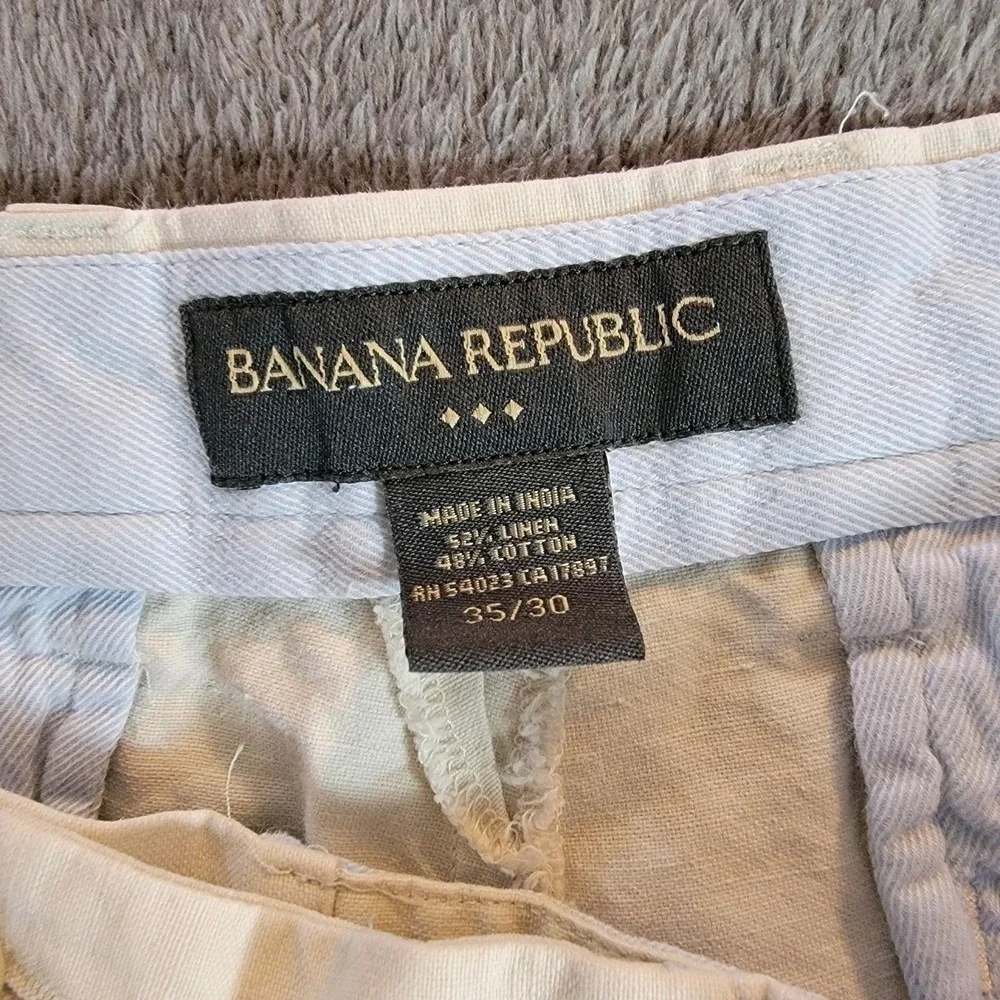 Banana Republic Men's Dawson 52% Linen 48% Cotton Beige Pants Size 35x30